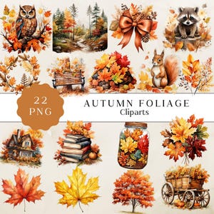 Clipart di fogliame autunnale, foglie autunnali PNG, Clipart di fogliame autunnale, uso commerciale, scrapbooking, creazione di biglietti, sfondo trasparente PNG