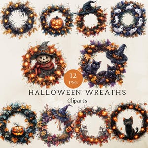 Halloween Wreath Png, Clipart, Gothic Wreath Clipart, Watercolor Halloween Wreath, Halloween Png Clipart, Halloween Png Wreath Graphics