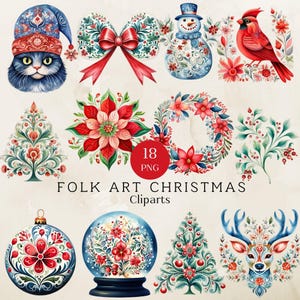 Arte popular Natal Png Clipart, Clipart de Natal escandinavo, Clip Art festivo, Imagens de arte popular para o Natal, Estampas nórdicas, Inverno Png