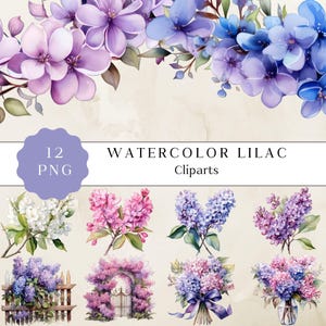 Clipart di ghirlande di lillà, file PNG di bouquet di lillà per artigianato, inviti e decorazioni, set di clipart PNG di sublimazione di bordi lillà