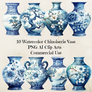 Chinoiserie Vase Clipart, Chinoiserie Chic Vase, Vase Clipart, Vase.  Blue Chinoiserie, Chinoiserie  Print, Chinoiserie Potter, Junk Journal