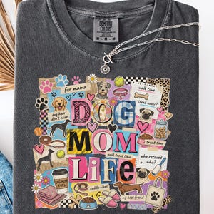 Retro Dog Mom Life PNG, Vintage Cut-Out Typography, Trendy Dog Mom Shirt Design, Colorful Scrapbook Style Pet Lover Graphic image 5