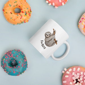 Lazy Sloth white gloss mug