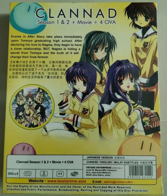 DVD CLANNAD シーズン1&2 Vol.1-44 END + 映画 + 4 OVA 英語字幕 全