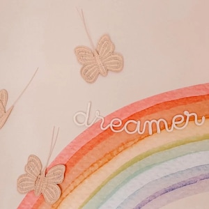 Dreamer Playroom knitted wire word sign plaque