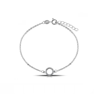 Sterling Silver Circle Cubic Zirconia Bracelet