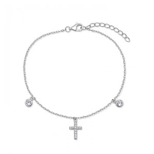 Sterling Silber Zirkonia Kreuz Armband