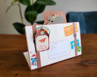Travel money gift | travel fund | template travel gift card with tags | travel suitcase design | digital file