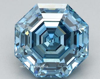 Octagonal Step Cut Lab Grown Diamond, Vivid Blue Fancy Diamond For Wedding Ring, IGI Certified Diamond, Handmade Diamond For All Jewelry