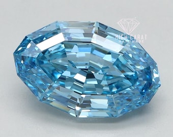 Oval Polygon Step Cut Lab Grown Diamond, Blue Fancy Ethical Diamond For Engagement Ring, IGI Certified Diamond, Diamond For Making Jewelry