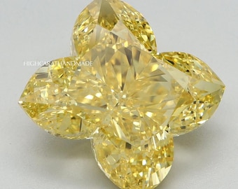 Lily Flower Cut Lab Grown Diamond, Vivid Yellow Color Diamond For Engagement Ring, IGI Certified CVD Diamond, Custom Jewelry Stone