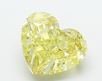 Heart Cut Lab Grown Diamond, Fancy Yellow Color Diamond For Custom Jewelry , IGI Certified CVD Diamond, Stone For Wedding Ring