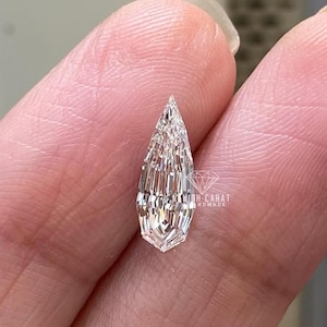 Antik päronformad stegslipad diamant, vintage moissanit gnistrande diamant, elegant klassisk perfekt klusterdiamant för personliga smycken