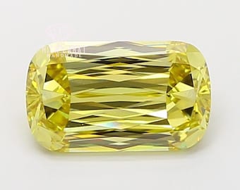 Ashoka Criss Cut Lab Grown Diamond, Cushion Shape Fancy Yellow Color Diamond For Custom Pendant, IGI Certified Diamond, Luxury Ring Stone
