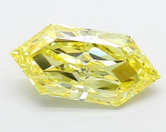 Hexagonal Cut Lab Grown Diamond, Intense Yellow Fancy Diamond For Custom Jewelry, IGI Certified Diamond, Unique Diamond for Engagement Ring