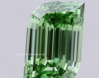 Flame Step Cut Lab Grown Diamond, Vivid Green Fancy Diamond For Engagement Ring, IGI Certified CVD Diamond, Diamond For Jewelry Making