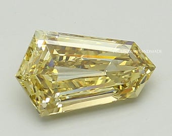 Shield Step Cut Lab Grown Diamond, Fancy Yellow Color Diamond For Engagement Ring, IGI Certified Diamond, Bridal Jewelry Stone