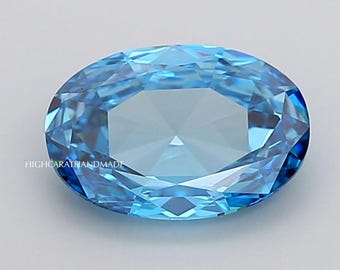Oval Rose Cut Lab Grown Diamond, Fancy Vivid Blue Diamond For Solitaire Pendant, IGI Certified CVD Diamond, Custom Wedding Ring Stone