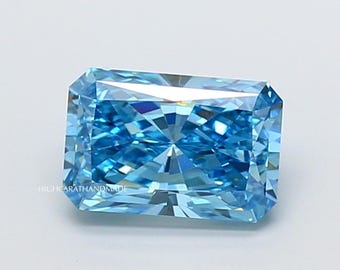 Radiant Cut Lab Grown Diamond, Vivid Blue Fancy Diamond For Bridal Jewelry, IGI Certified Diamond, Unique Stone for Custom Engagement Ring