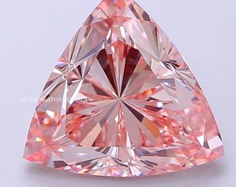 Diamante cultivado em laboratório com lapidação trilhão, diamante rosa fantasia para joias personalizadas, diamante CVD certificado pelo IGI, pedra central para anel de noivado.