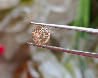 Portuguese Round cut Moissanite Yellow Diamond, 1.47Ct Lab Created Loose Diamond Best Quality Diamond Use For Engagement Ring, Wedding Ring.
