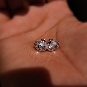 Antique Rose Cut Earring, Rose Cut Moissanite Stud Earring, Oval Shape Bezel Set Earring, Engagement Stud Earring, Simple Gift For Daughter