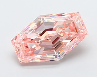 Lozenge Step Cut Lab Grown Diamond, Intense Pink Color Diamond For Custom Ring, IGI Certified CVD Diamond, Unique Jewelry Making Stone