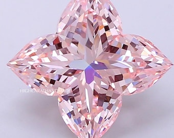 Lily Flower Cut Lab Grown Diamond, Fancy Pink Color Diamond For Jewelry Making, Vintage Classic Loose Diamond For Wedding Ring