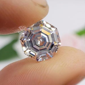 Hexagon Shape Elegant Diamond, Antique White Colorless Lab Grown Diamond Perfect Classic Sparkling Step Cut Diamond Use For Wedding Jewelry