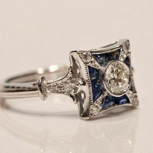 Old European Moissanite Diamond Engagement Ring, Antique Vintage Diamond Ring ,Proposal Ring, Unique Diamond Ring, Wedding Ring Gift For Her