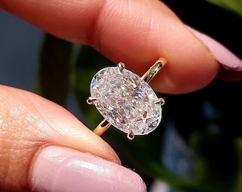 Oval Engagement Ring, Moissanite Wedding Ring for Women, 2.00 CT Oval Moissanite Solitaire Ring, Anniversary Gift Ring, Propose Ring
