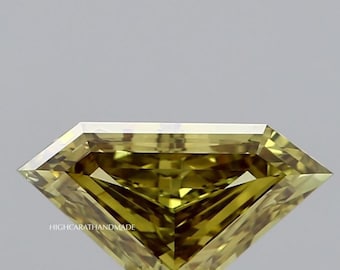 Pentagonal Step Cut Lab Grown Diamond, Intense Yellowish Green Diamond For Engagement Ring, IGI Certified Diamond, Jewelry Making Stone