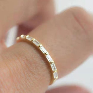 Half Eternity Wedding Band, 1.18 TW Baguette Colorless Moissanite Band, Engagement Ring, 14K White Gold, Matching Bridal Set Band