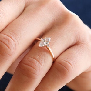 Marquise Cut Moissanite Ring,Diamond Engagement Ring,Side Pear Cut Diamonds,Cathedral Setting,Gifts for Her,Wedding Ring, Best Proposal Ring