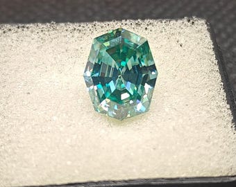 Oval Portuguese Cut Moissanite Diamond, 2.00CT Fancy Cayan Blue Diamond Use For Custom Jewelry, Unique Loose Diamond, Engagement Ring Stone