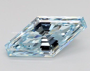 Hexagonal Step Cut Lab Grown Diamond, Fancy Blue Diamond For Engagement Ring, 2.00CT IGI Certified Diamond, Fine Jewelry Stone