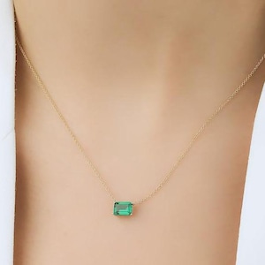 Emerald Cut Pendant Solitaire Emerald Cut Green Fancy Moissanite Diamond Pendant For Women&#39;s Unique Vintage Classic Dainty Pendant Necklace