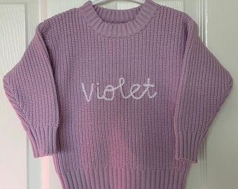 Hand embroidered baby/toddler NAME sweater/jumper