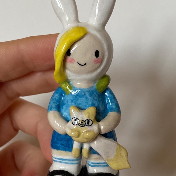 Op Fionna en Cake geïnspireerde keramische beeldjes | Schattig huis- en plankdecor