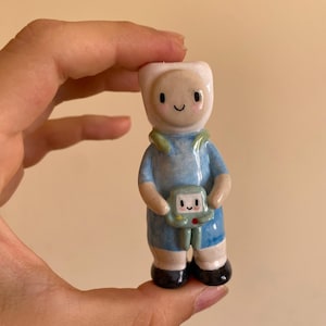 Adventure time Finn ceramic sculpture-pottery handmade craft-finn and jack ceramic figurine,adventure time finn pottery ,adventure time gift