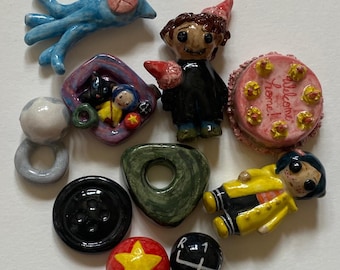Handmade Coraline Magnet,Ceramic Movie Art,Wybie Inspired Clay,Fridge Decor, Collectible