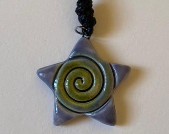 Colgante de estrella en espiral, collar tipo gargantilla con cordón ajustable