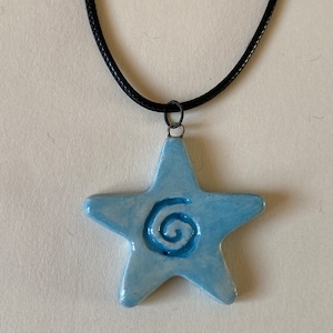 Star necklace,ceramic handmade star necklace,clay star