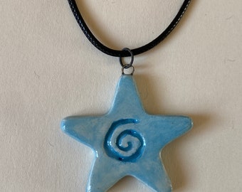 Star necklace,ceramic handmade star necklace,clay star