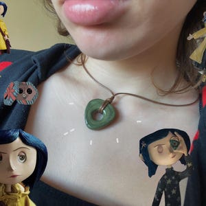 Handmade Ceramic Coraline Pendant Necklace – Protective Amulet Jewelry,seeing stone coraline image 3