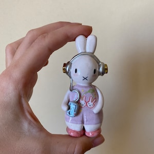 Miffy with headphones,Ceramic miffy gifts,sculpture ceramic miffy