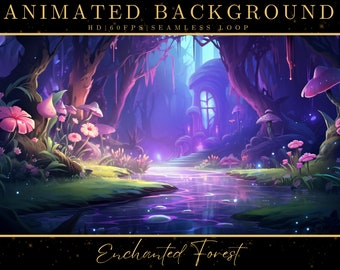Vtuber Animated Background, Cozy Lofi Enchanted Forest, Green Twitch Fantasy Stream Overlay, Vtuber Seamless Looped Background, Vtuber Scene