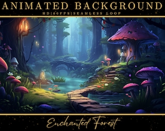 Vtuber Animated Background, Cozy Lofi Enchanted Forest, Green Twitch Fantasy Stream Overlay, Vtuber Seamless Looped Background, Vtuber Scene