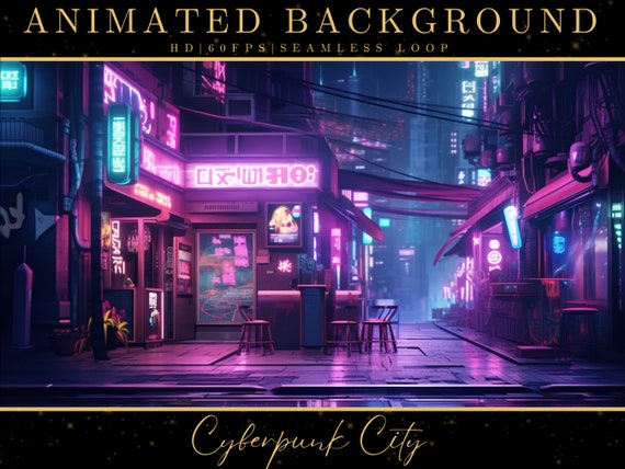 Cyberpunk Animated Vtuber Background for Stream (Instant Download) 