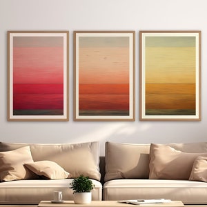 3 Piece Woodgrain Wall Art Set, Colored Planks, Abstract Prints, Modern Decor, Printable Triptych, Instant Digital Download, Rothko, Warm